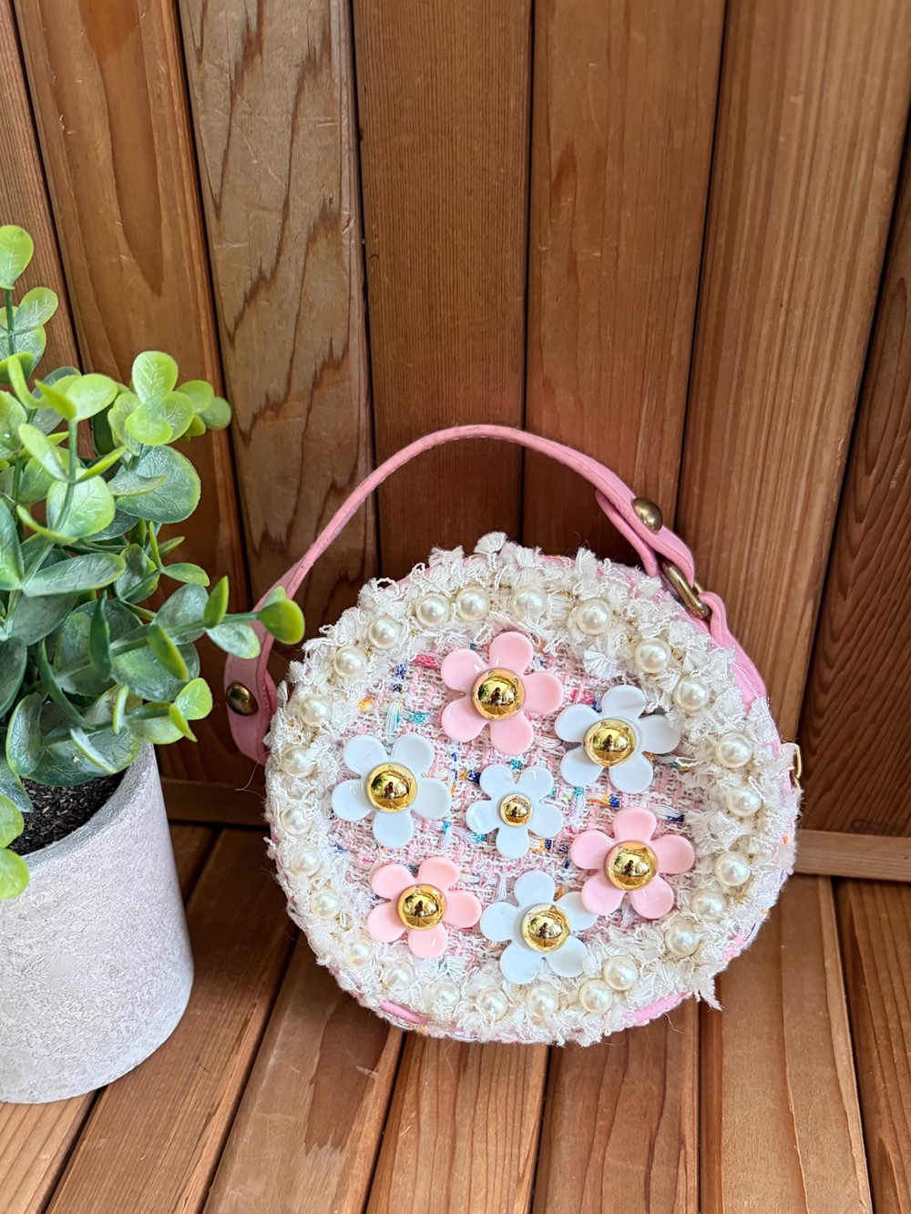Vintage Inspired Pink Floral Beaded Mini Purse Pearl Flower Embellished Pouch